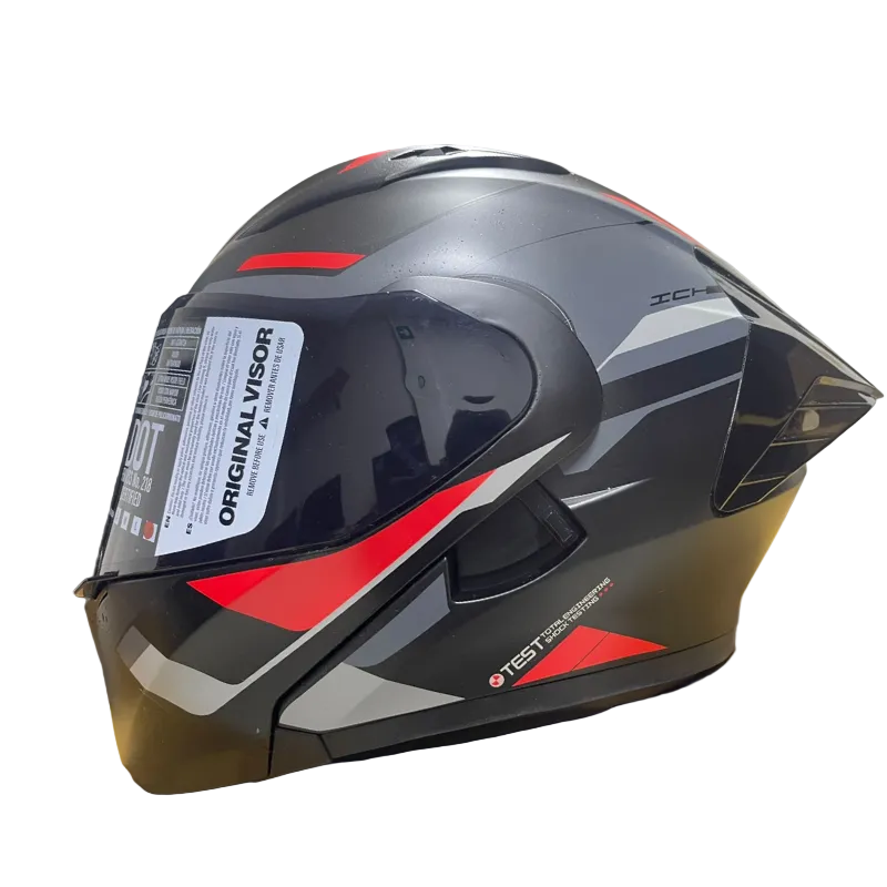 CASCO ABATIBLE ICH 3130 ORIKA NEGRO MATE ROJO VISOR HUMO