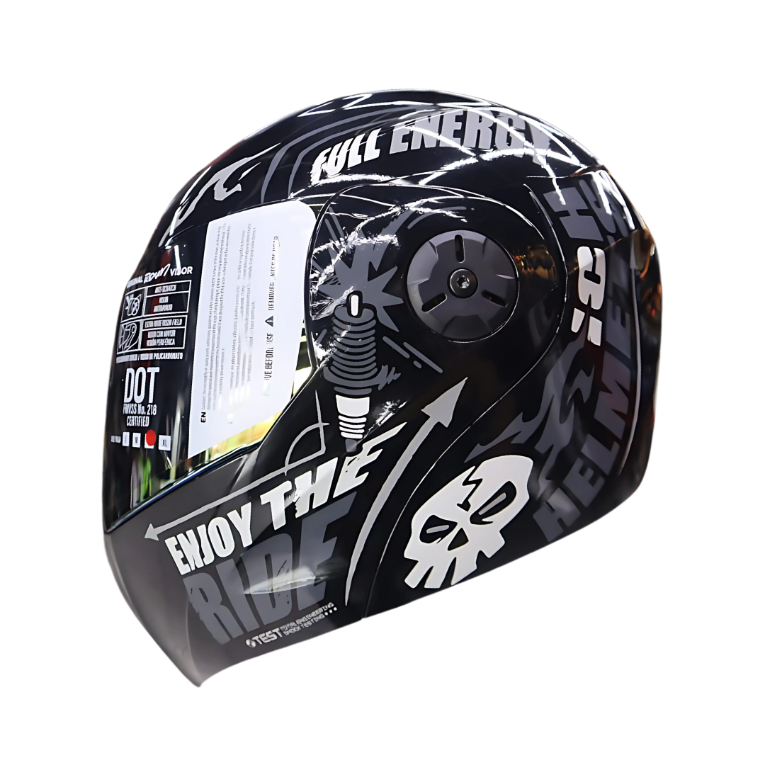 CASCO ABATIBLE ICH 3110 SPEED MASTER.(NEGRO BRILLANTE/GRIS).VISOR DORADO