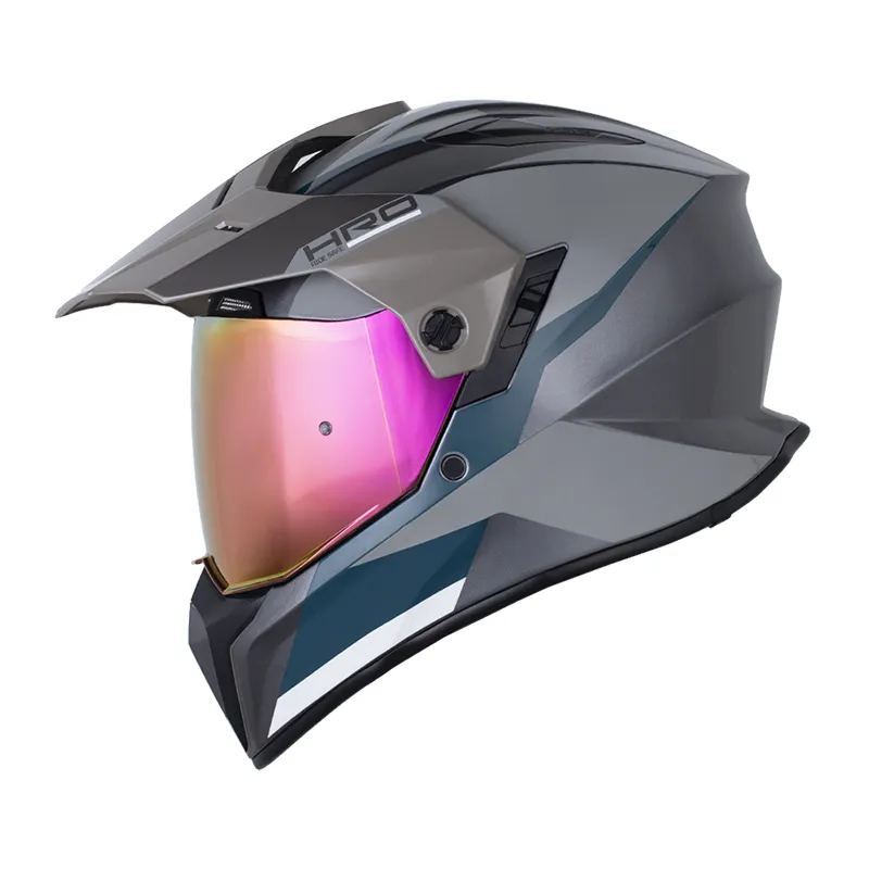 CASCO MULTIPROPOSITO HRO MX340 DV LONG GRIS NEGRO VISOR IRIDIUM