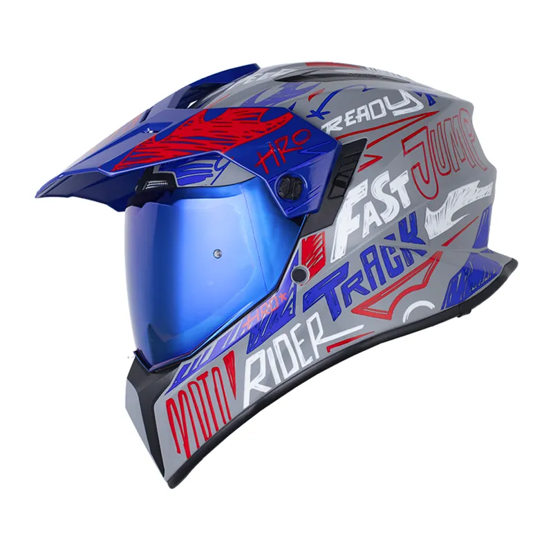 CASCO MULTIPROPOSITO HRO MX340 DV STRSTRIPE GRIS AZUL VISOR COLOR