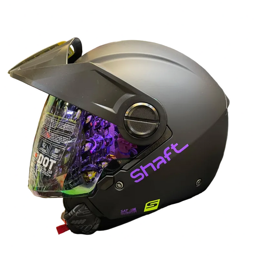 CASCO ABIERTO SHAFT 212 SOLID NEGRO MORADO VISOR RETRO